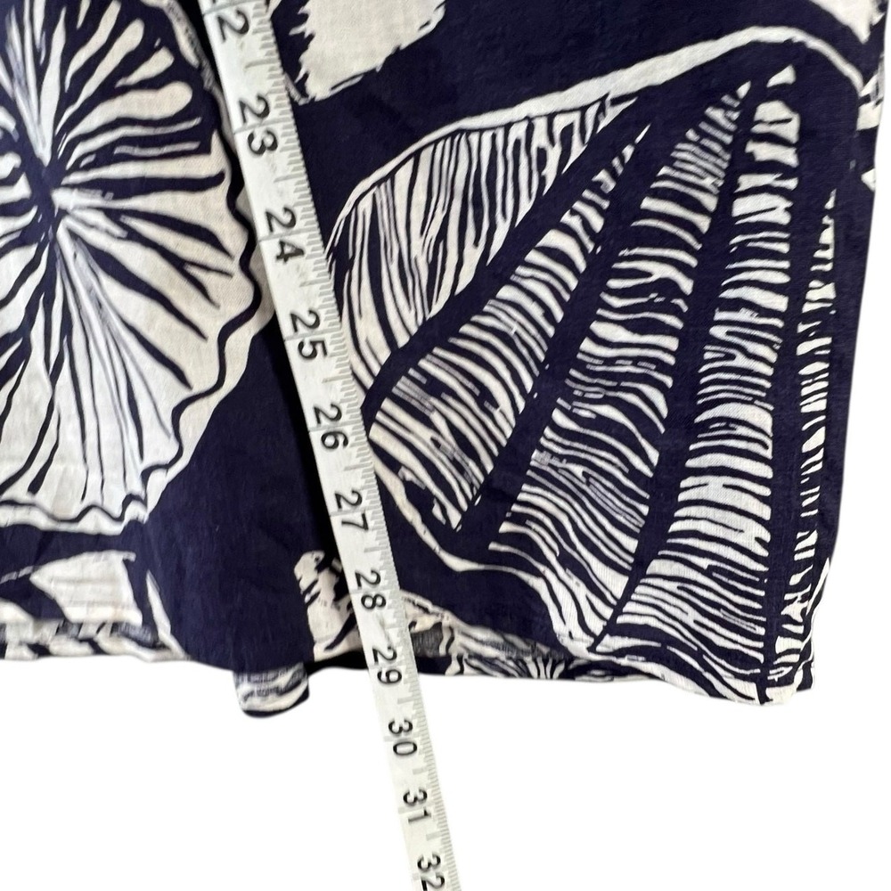 Nicole Miller Wrap Skirt XS Blue White Linen Blend Seashell Coconut Girl Resort - Picture 9 of 15